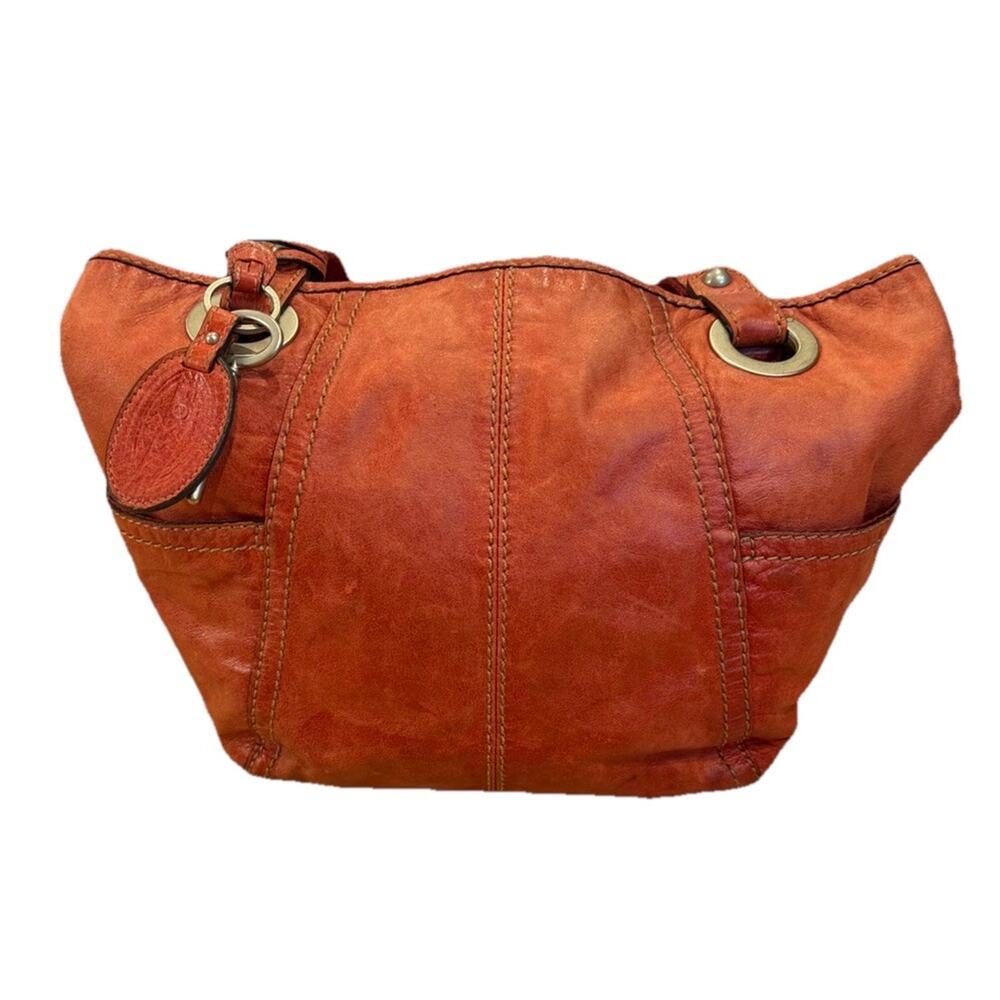 Fossil Vintage Red Soft Leather Purse Shoulder Bag Tote Double Handled Key - Picture 2 of 12